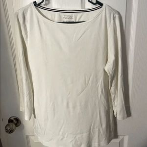 Talbots Tee White Neck Wide Long Sleeve Sz Large